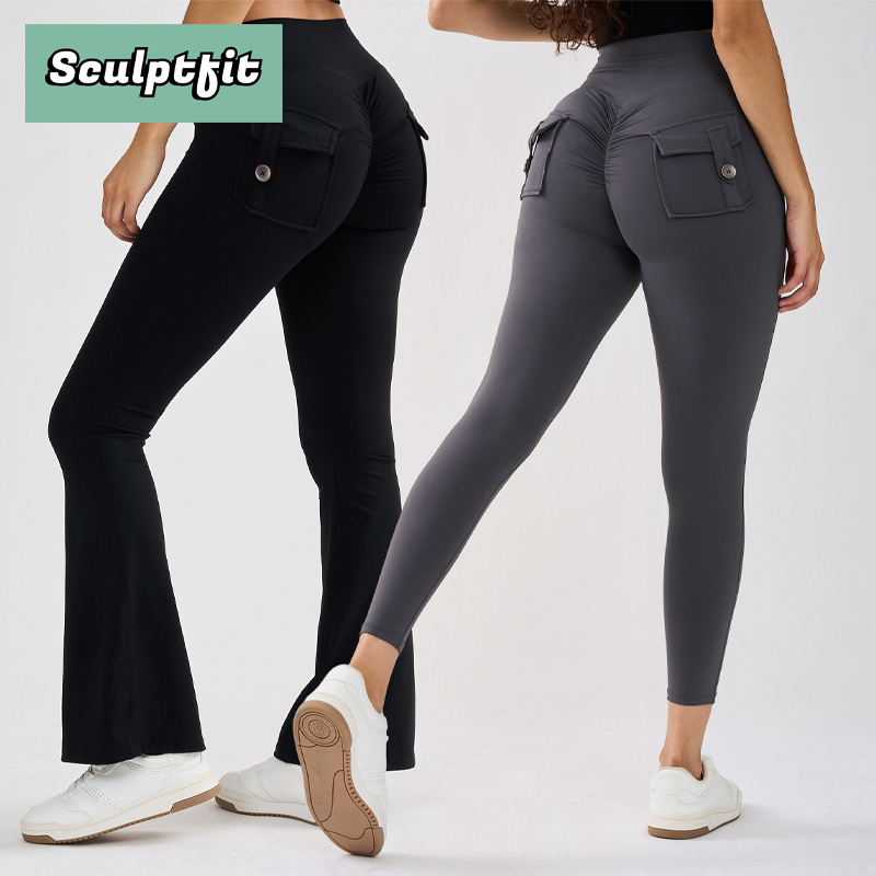Ladies High-Waisted Scrunch Bum Cargo Leggings