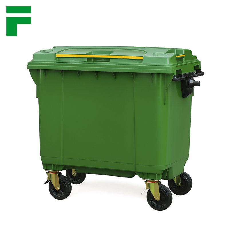1100L Green Outdoor Wheelie Bin