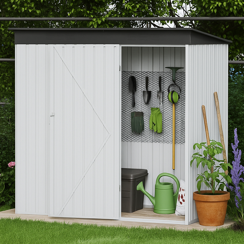 Galvanised Steel Single Door Garden and Storage Shed