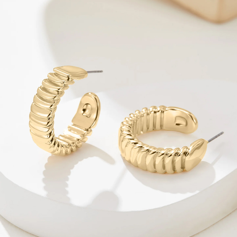 Ripple Gold Hoops Earrings