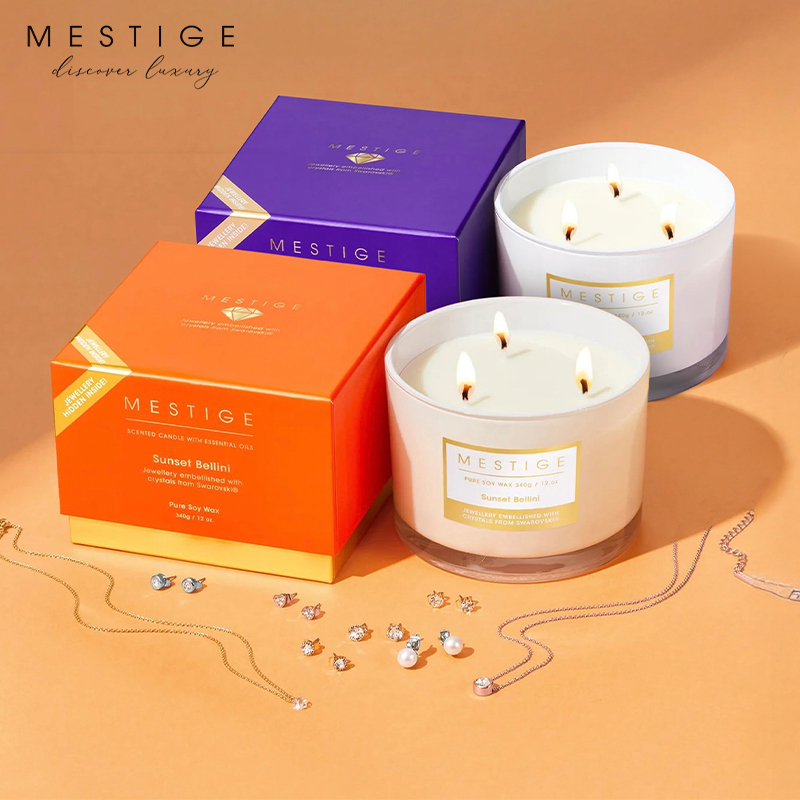 Three Wick Scented Soy Candle with Hidden Jewellery