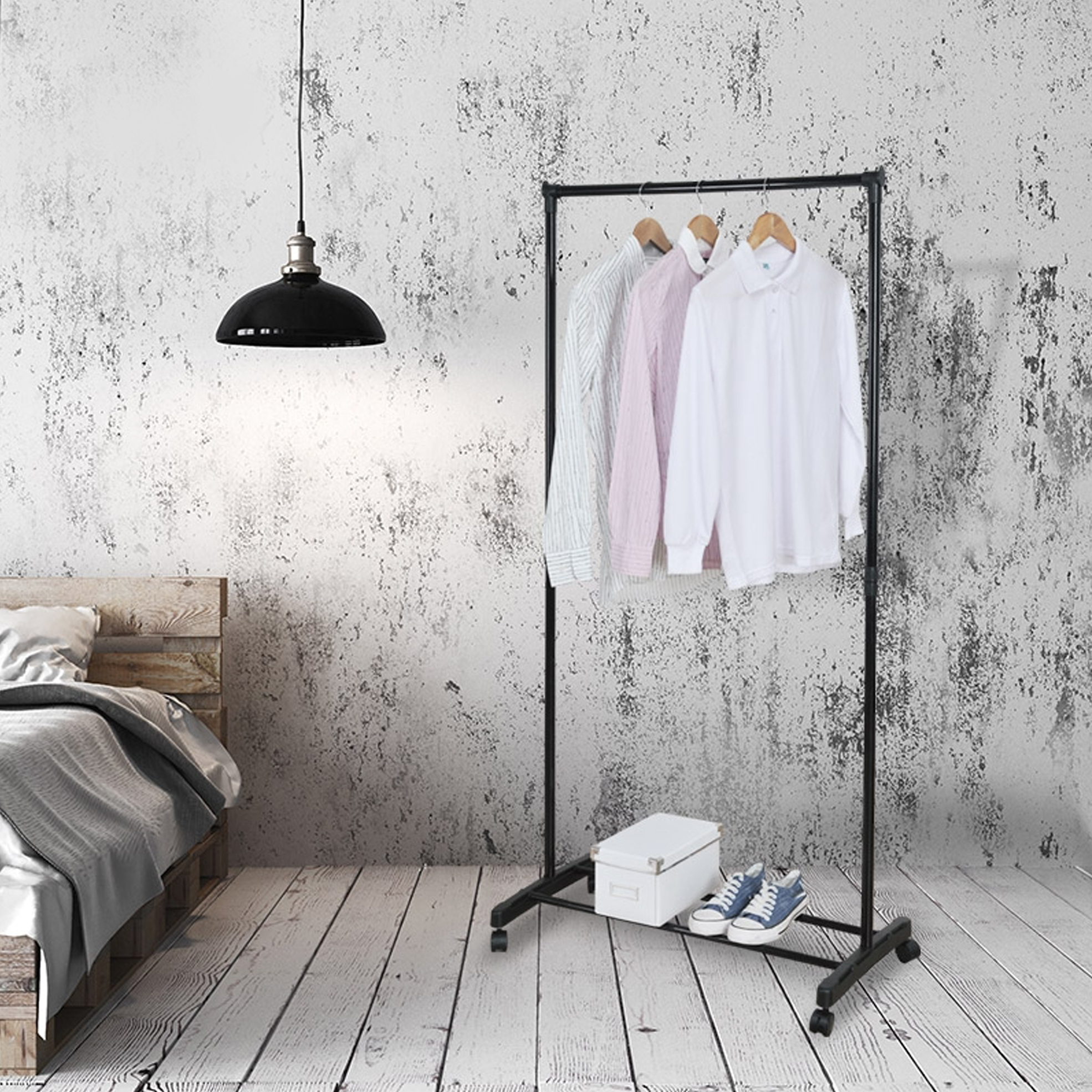 Steel Clothing Rack with Wheels