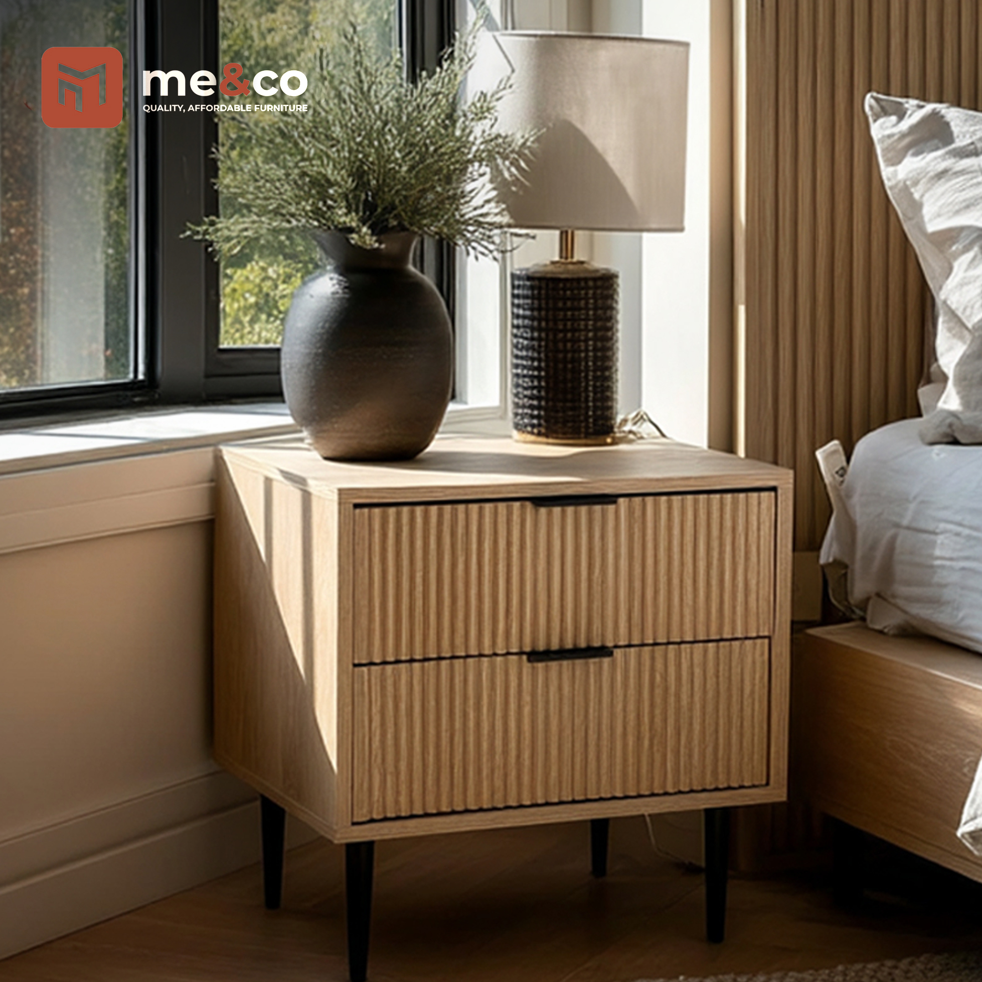 Avery Ribbed Bedside Table