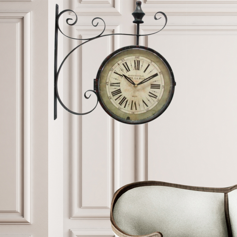 Double Sided Iron Wall Clock