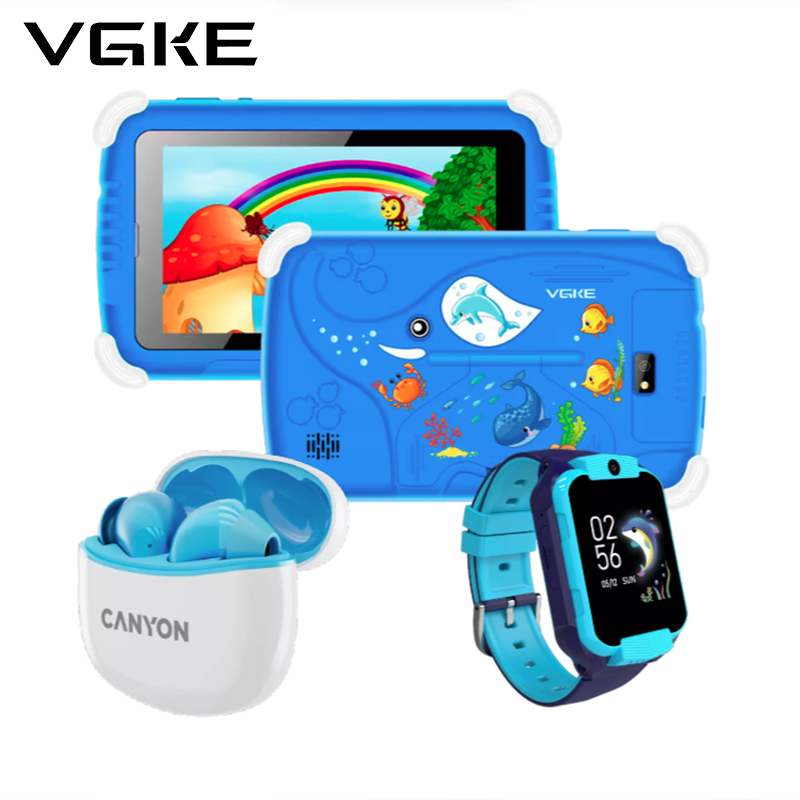 7" or 10" 3G LCD WiFi Kids Tablet with Smartwatch and Earbuds Bundle