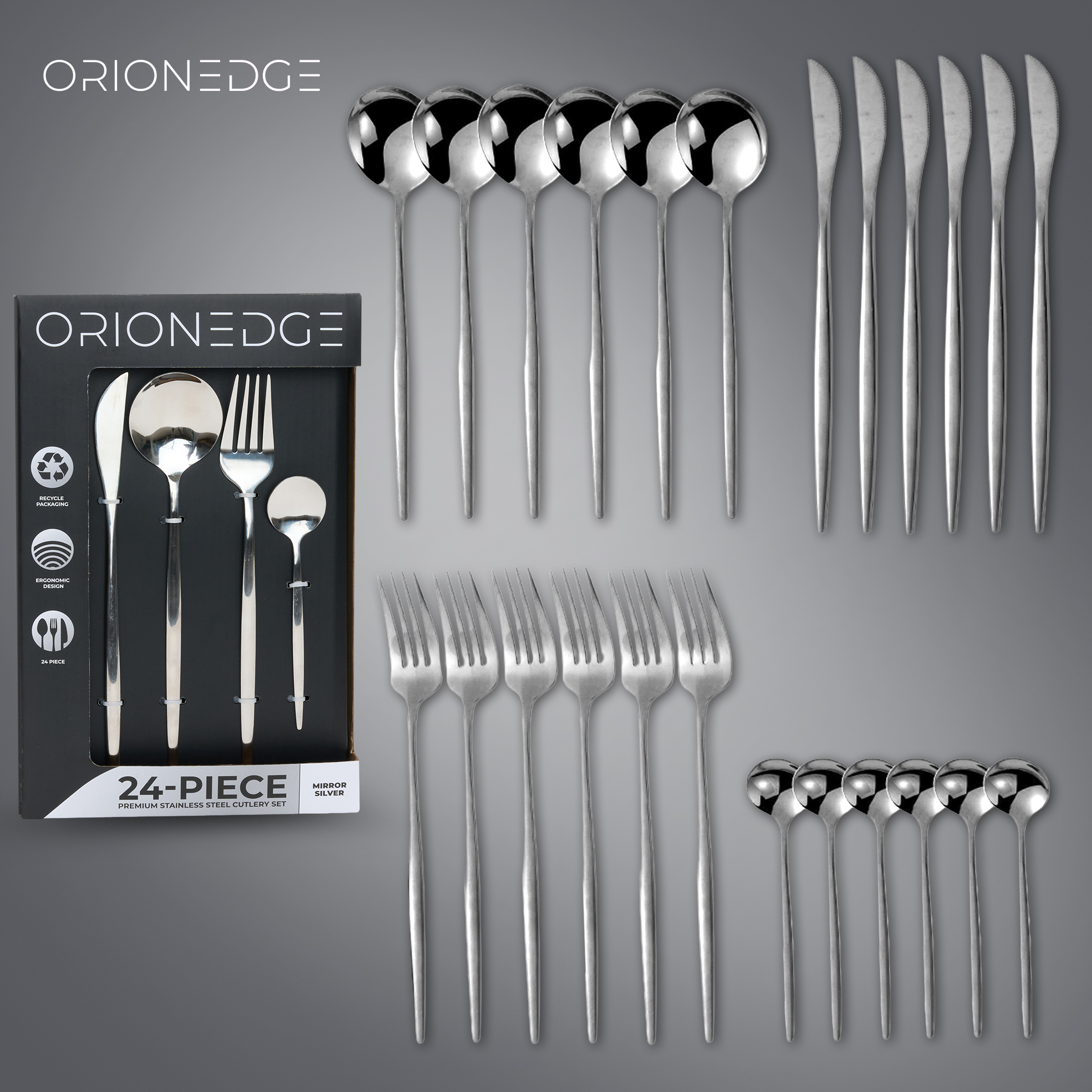 24-Piece Premium Stainless Steel Cutlery Set