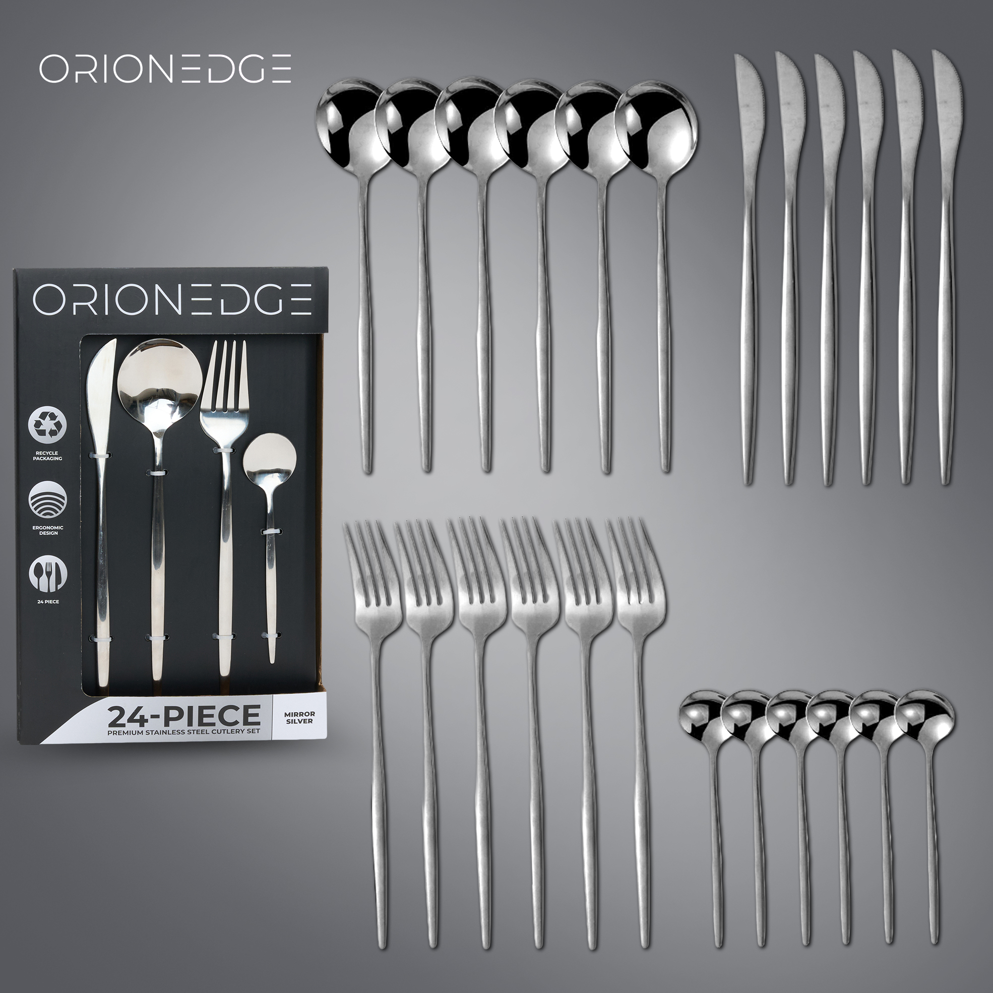 24-Piece Premium Stainless Steel Cutlery Set