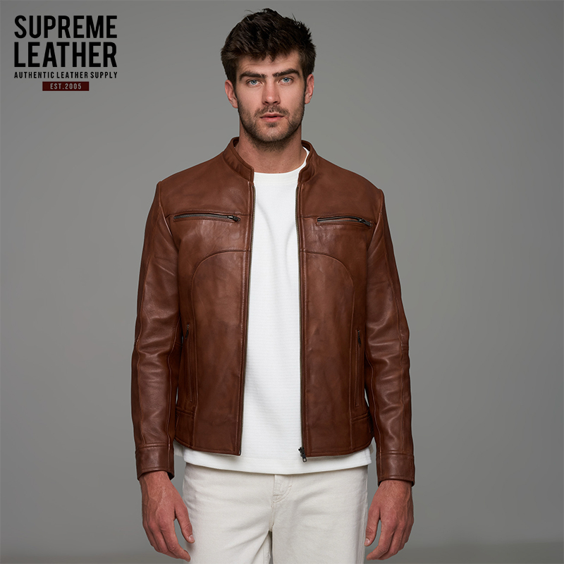 Men's Genuine Leather Classic Slim Fit Jacket