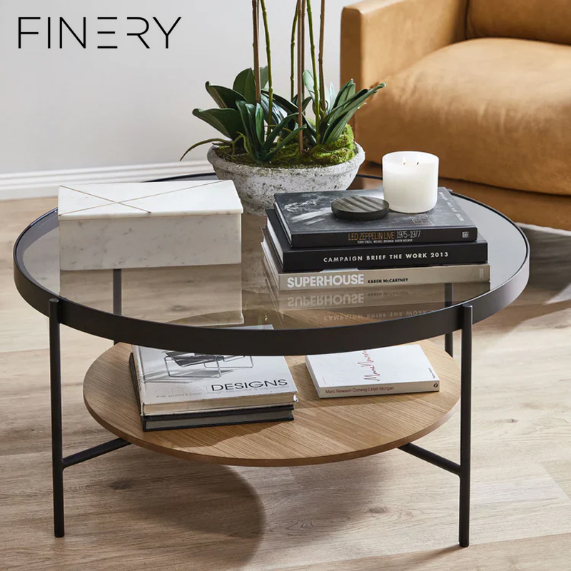 Velour 2-Tier Round Coffee Table