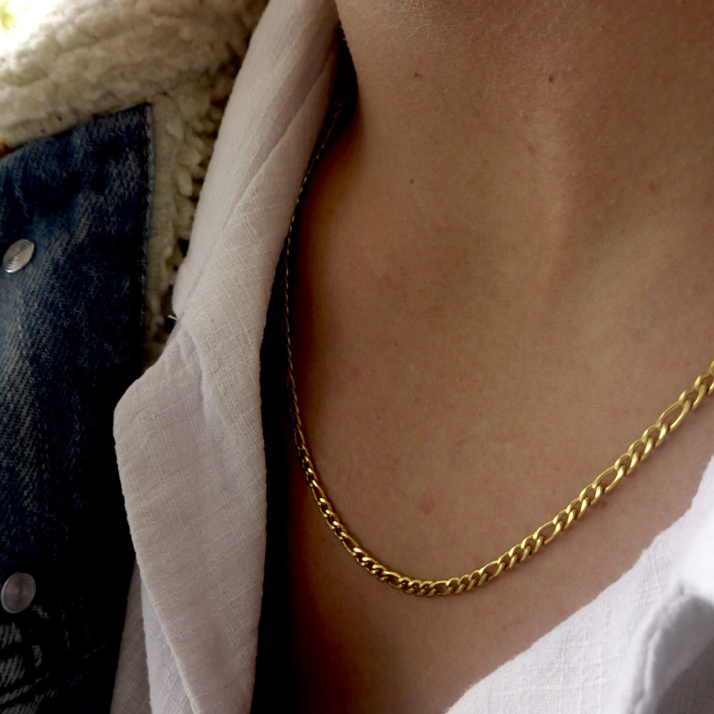 18k Gold Plated Figaro Necklace