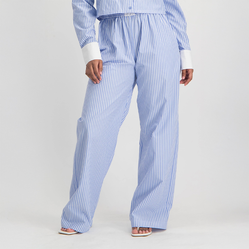 Ladies Striped Wide Leg Pants