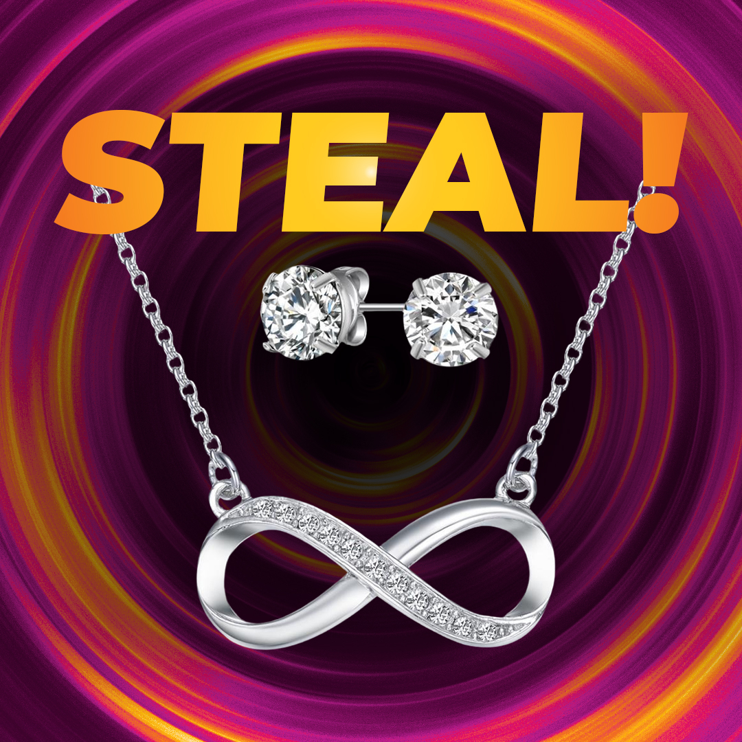 Infinity Necklaces & Earrings Set with Cubic Zirconia Crystals