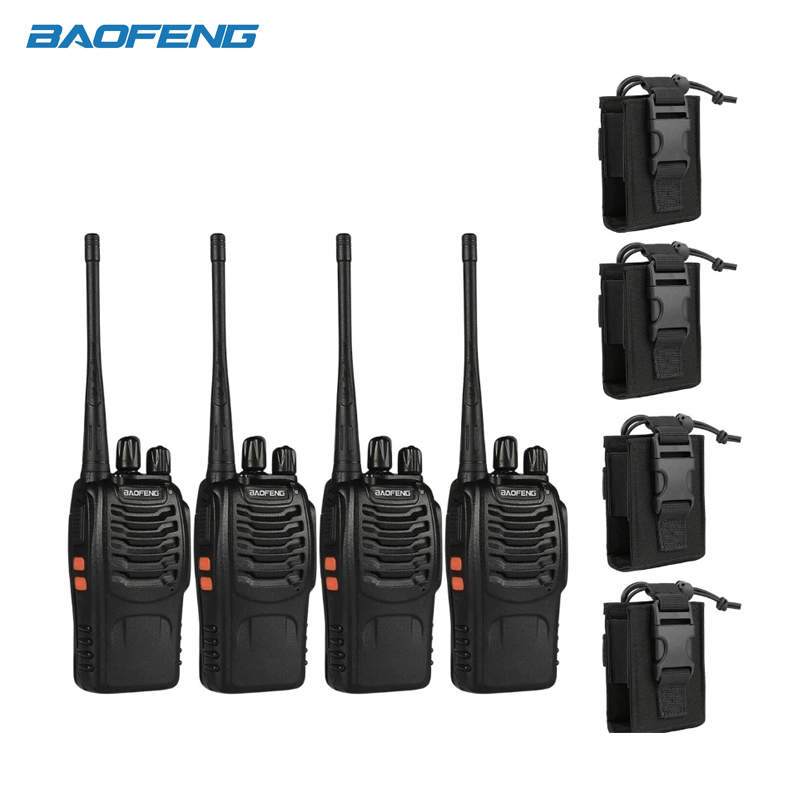 4x 16-Channel Two-Way Radios with 4 Holder Pouches