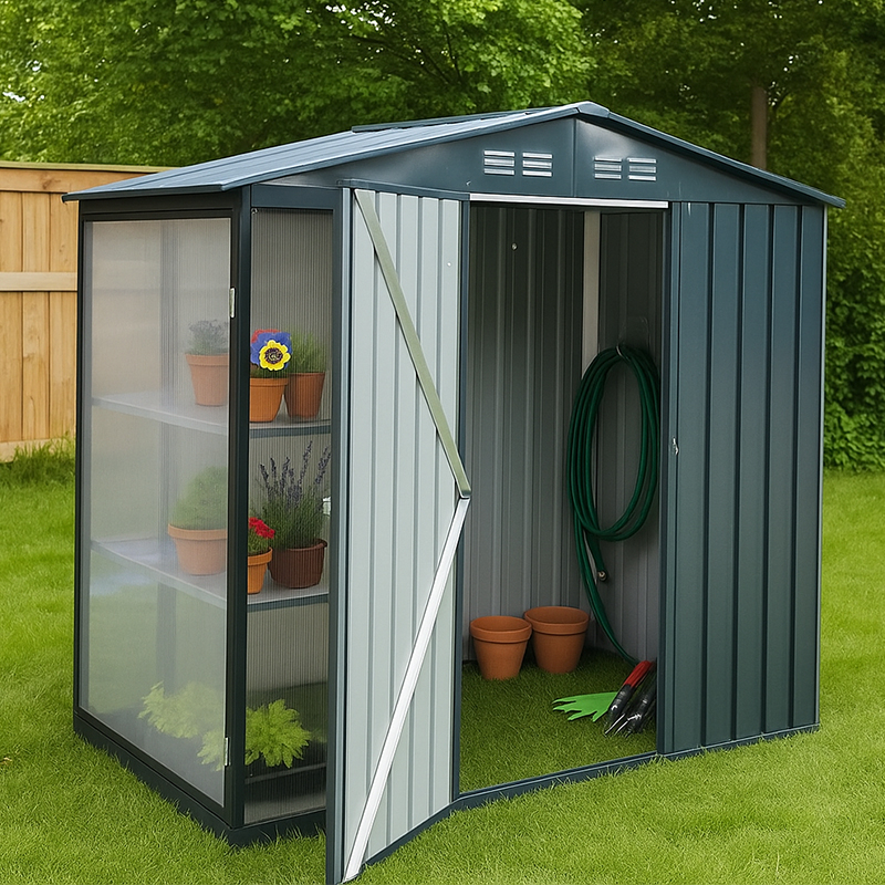 Green House Galvanised Steel Garden Shed