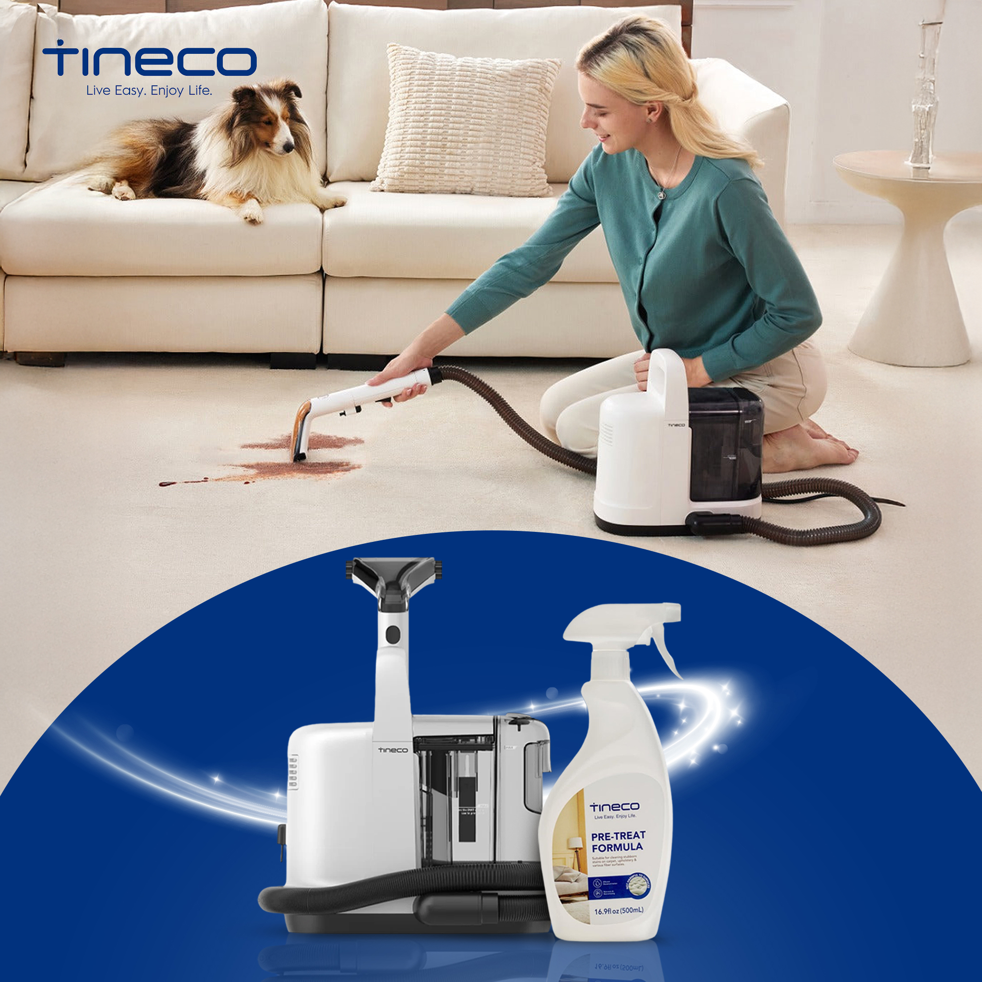 iCARPET Carpet and Upholstery Spot Cleaner with 480ml Pre-Treat Solution