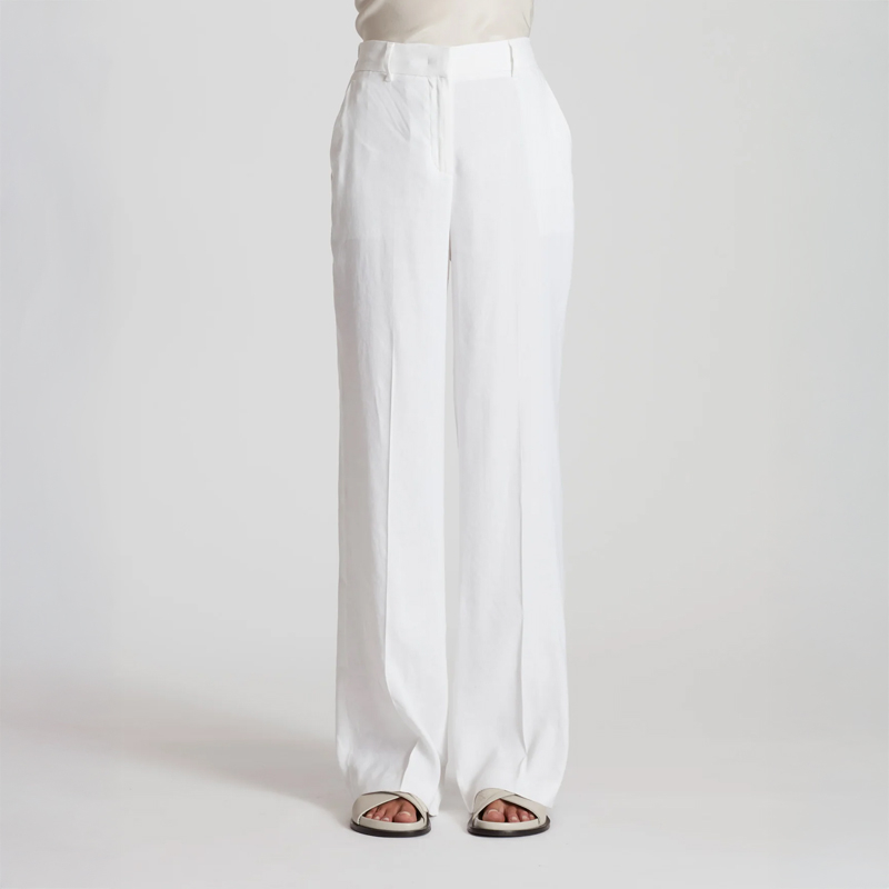 Ladies Pure Linen Straight Leg Trousers