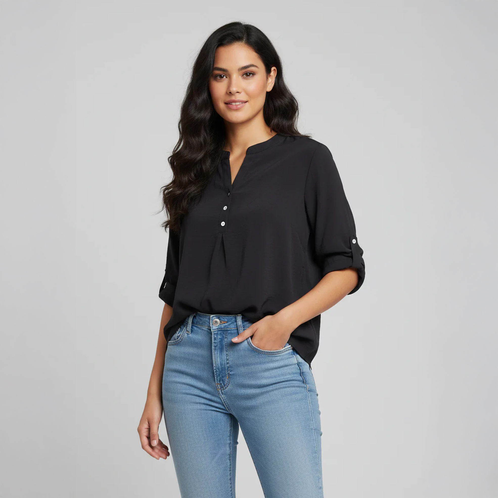 Ladies Casual Button Down Blouse