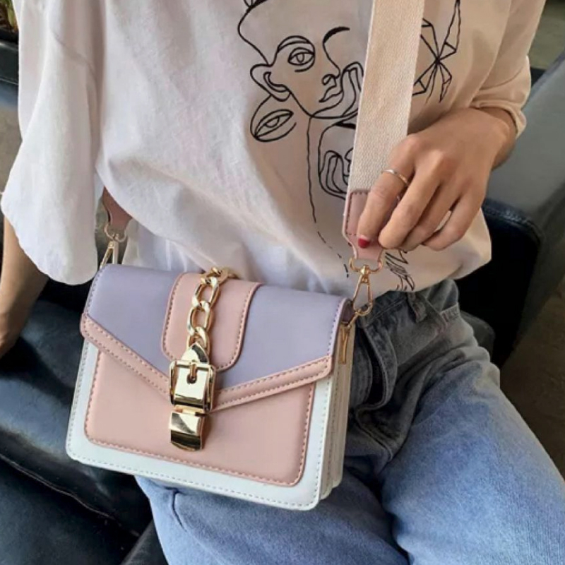 Chain Decor Pastel Crossbody Bag