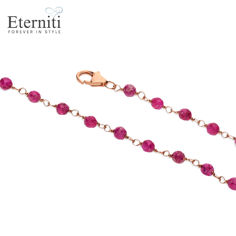 9kt Gold Rosary Bracelet With Precious Stones