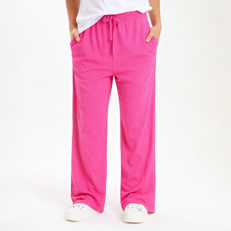 Ladies Elasticated Waist Textured Hobo Pants