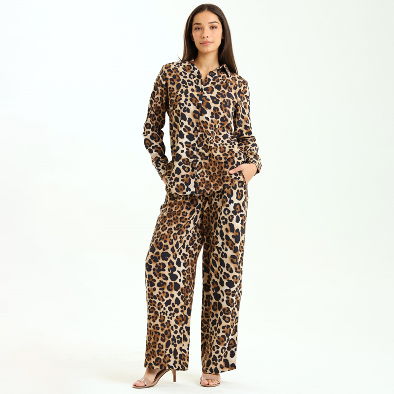 Ladies Kinsley Leopard Printed 2-Piece Slack Suit