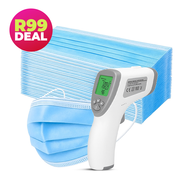 85% off on OxyNex 50x 3-Ply Masks & Thermometer | OneDayOnly