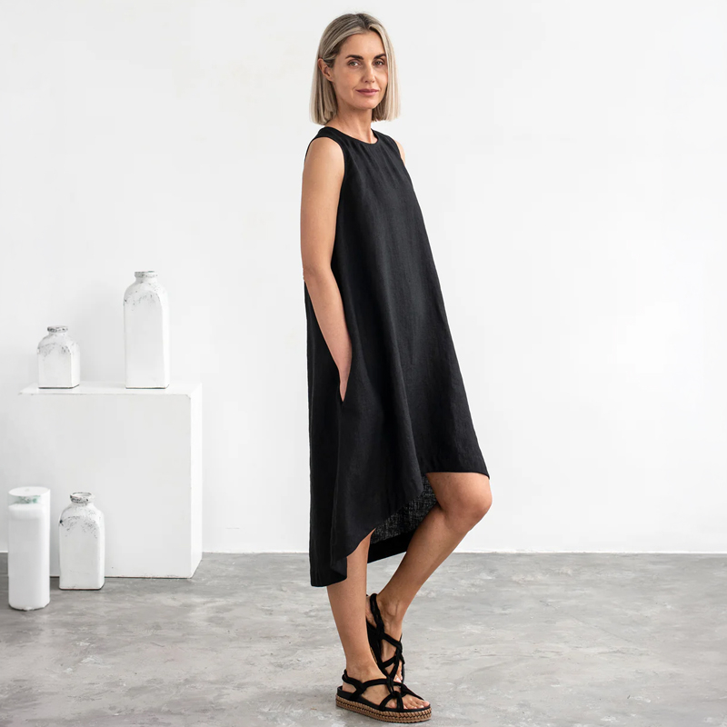 Ladies Pure Linen Shift Dress