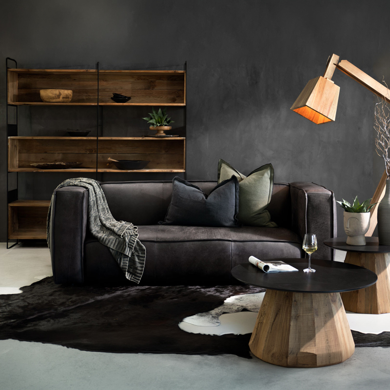 3-Seater Leather Lead Couch