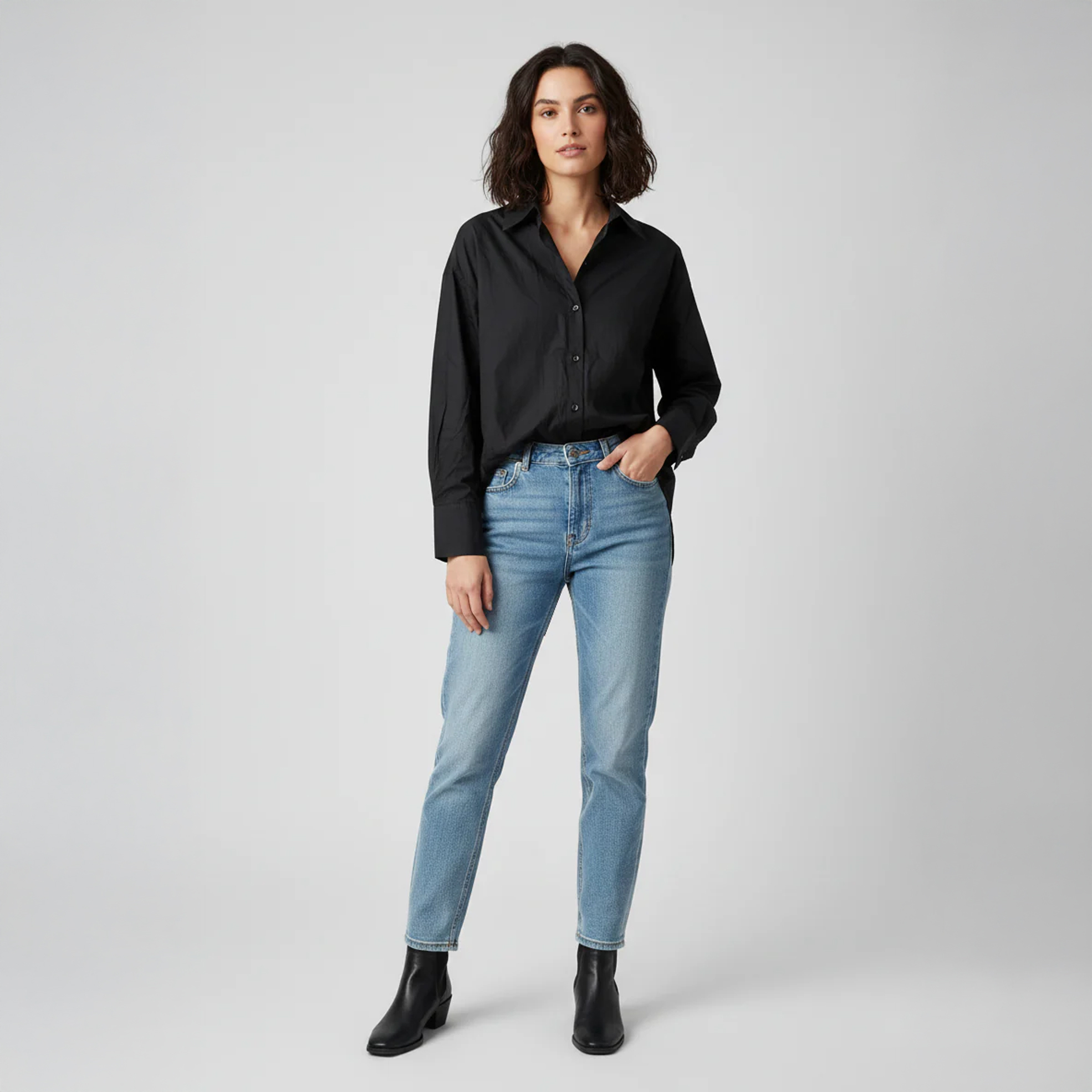 Ladies Cotton Blend Button Up Shirt