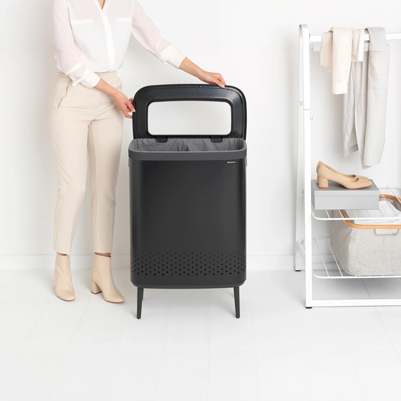 90L Matt Black Bo Laundry Bin Hi
