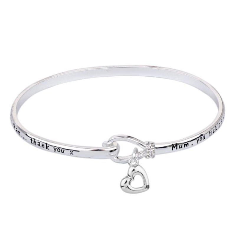 Ladies Silver-Plated Heartfelt Engraved Mum Bangle