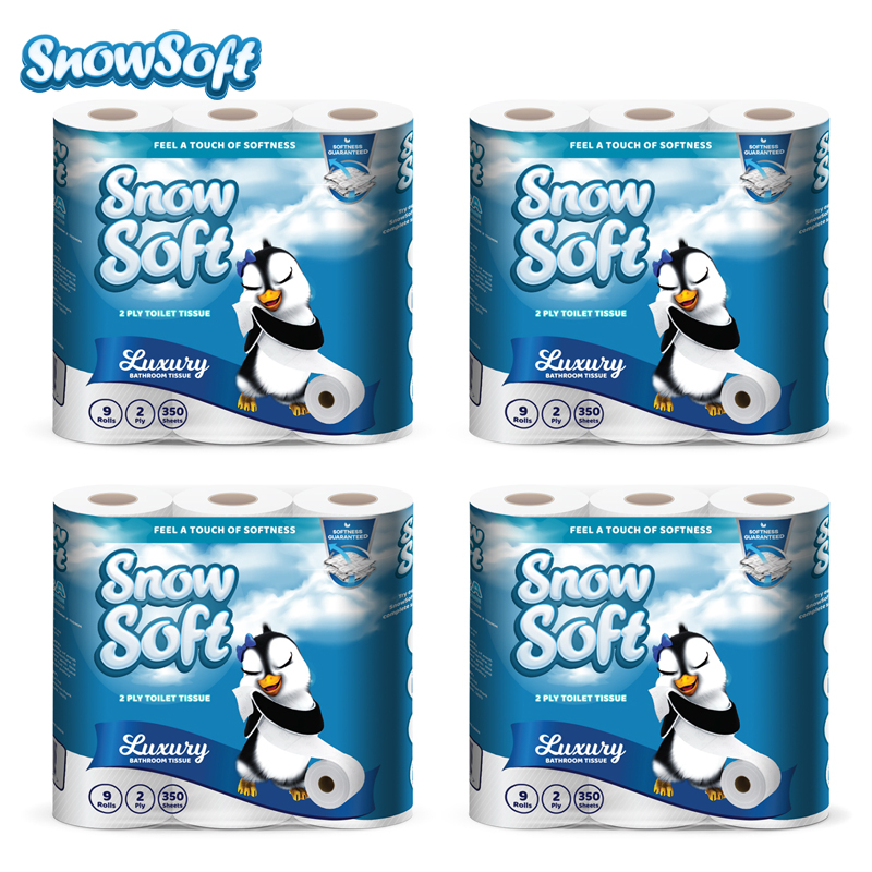 4x 9's 2-Ply White Toilet Paper