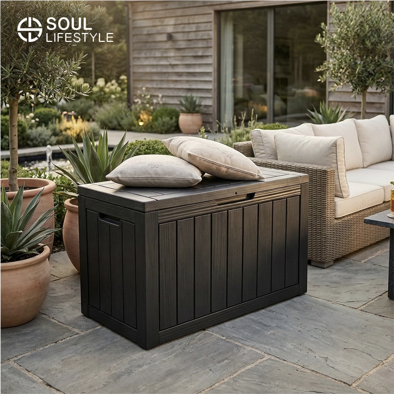 170L Padlock-Compatible Resin Patio Storage Box