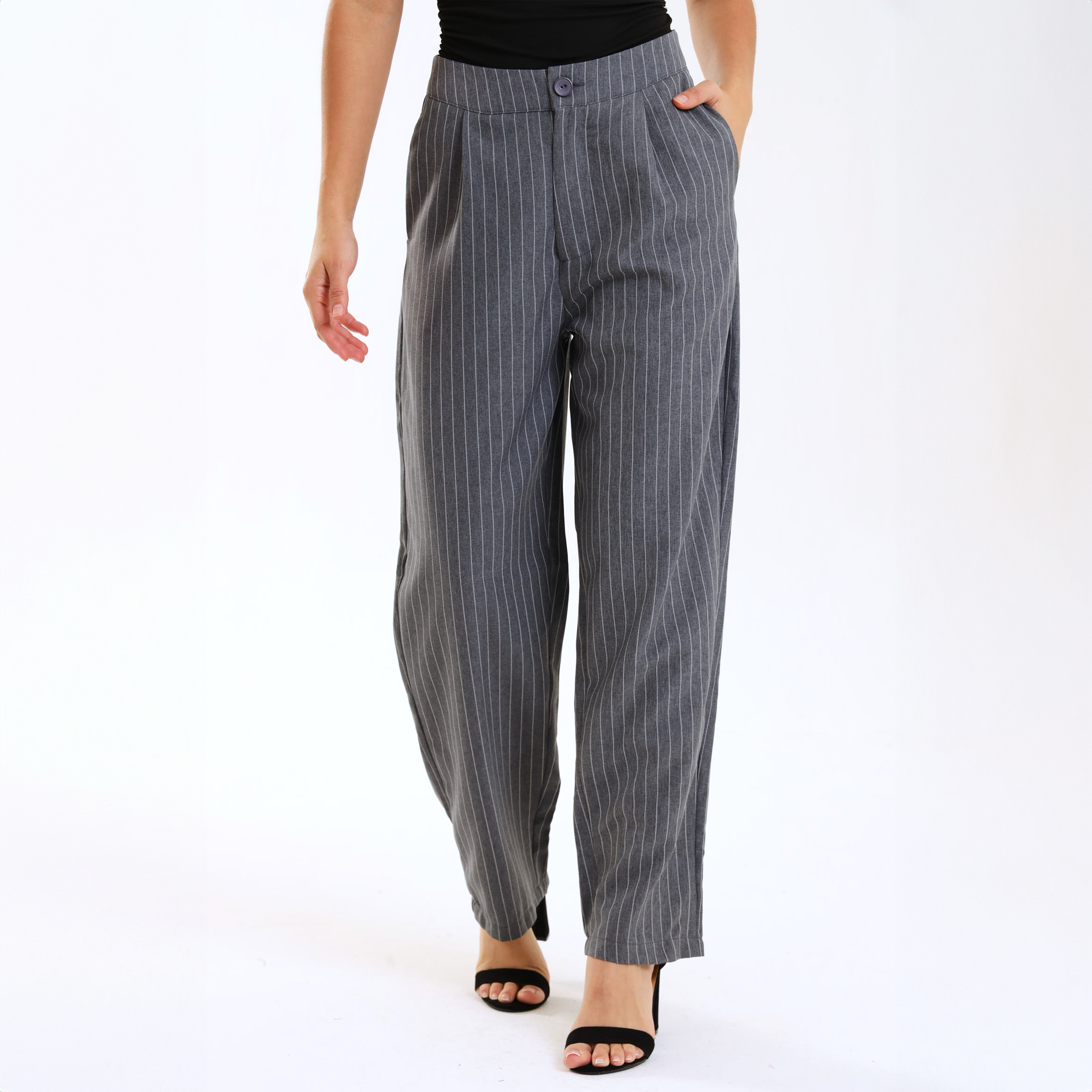 Ladies Striped Formal Straight Leg Pants