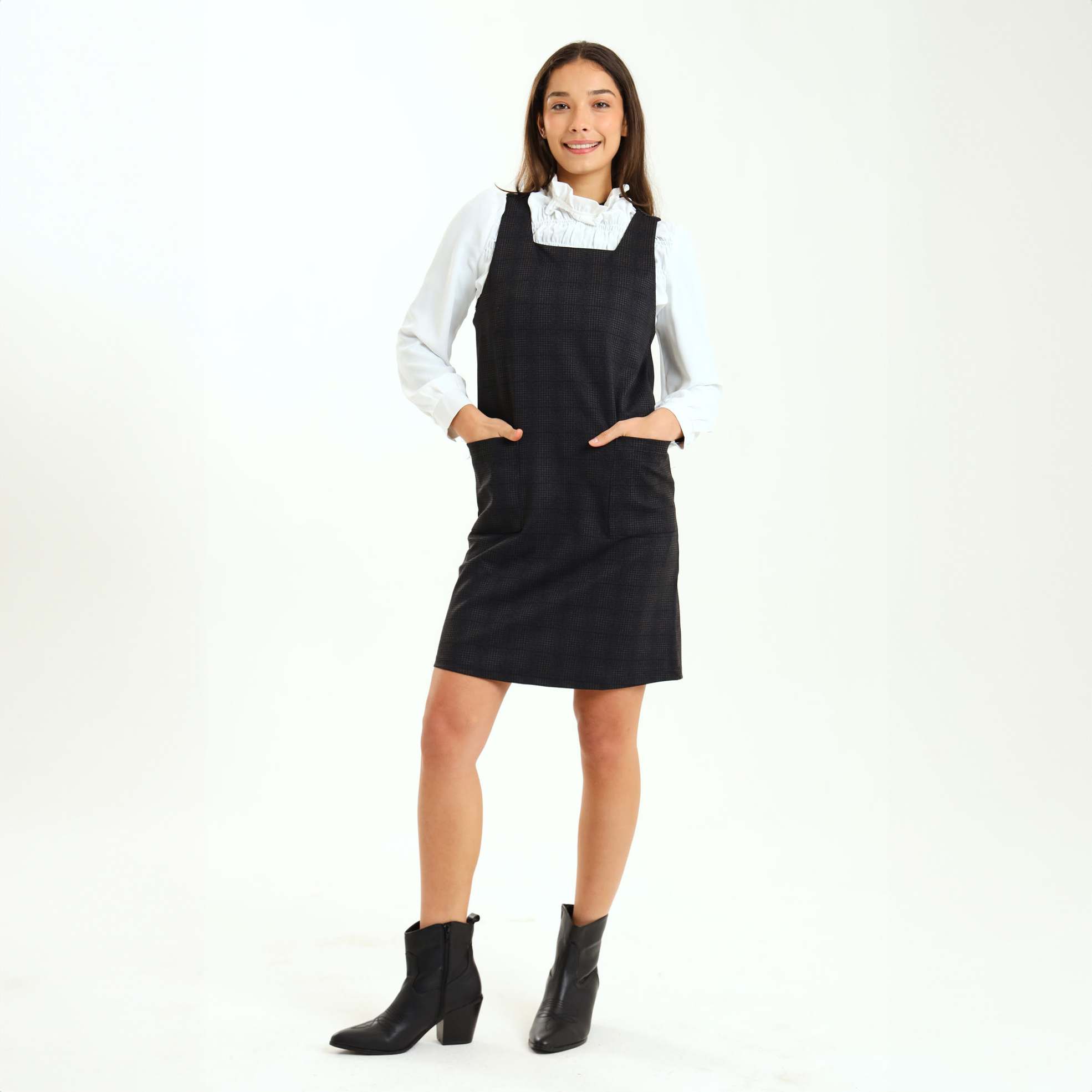 Ladies Barbi Mini Pinafore Office Dress