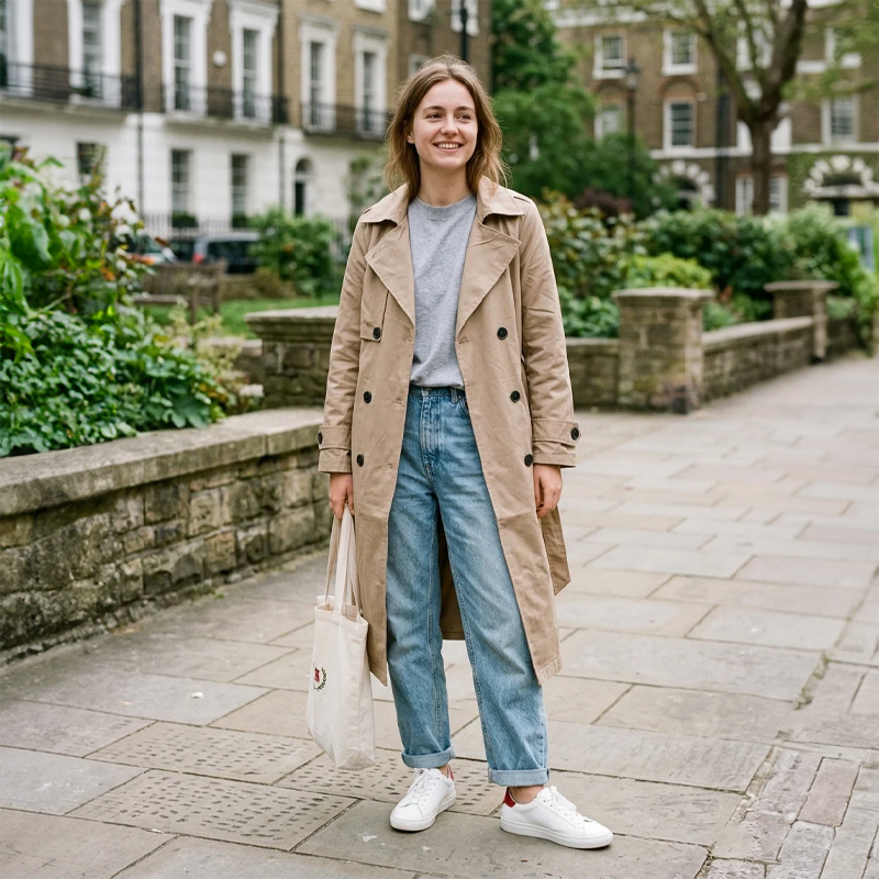 Ladies Long Trench Coat