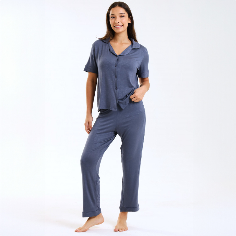 Ladies Pastel Chenille Button Down Pyjama Set