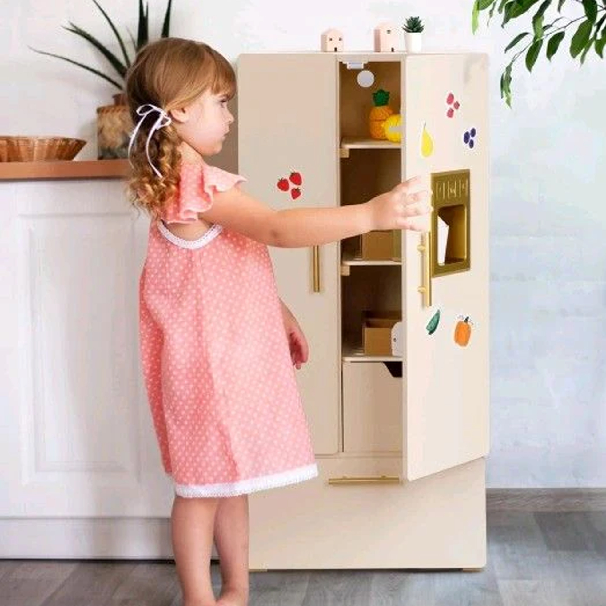 Pretend Play Wooden Fridge Toy Set