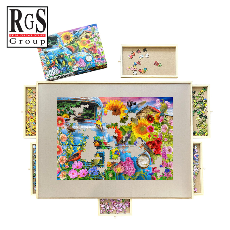 Rotating Puzzle Board with Drawers