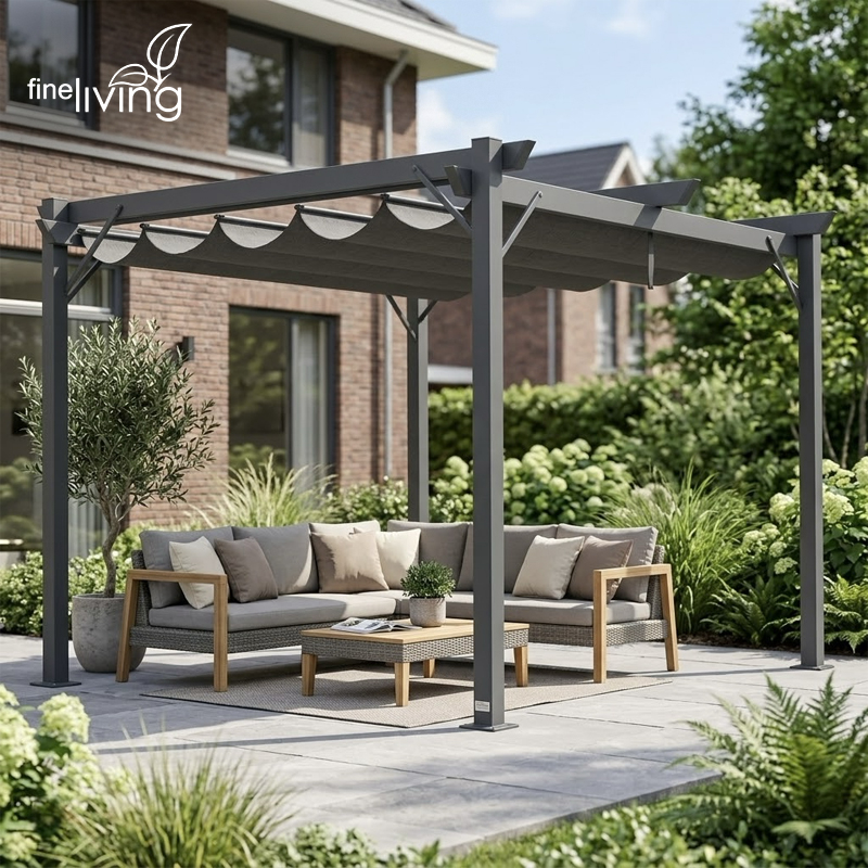 Outdoor Pergola with Retractable Canopy