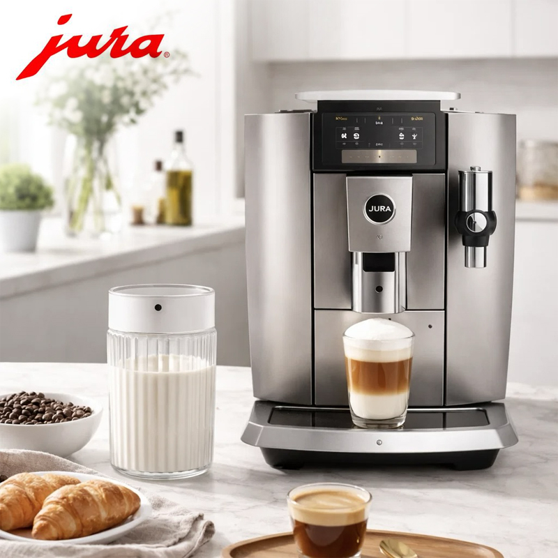 E8 Midnight Silver Automatic One Touch Bean-To-Cup Cappuccino Machine with Milk Carafe