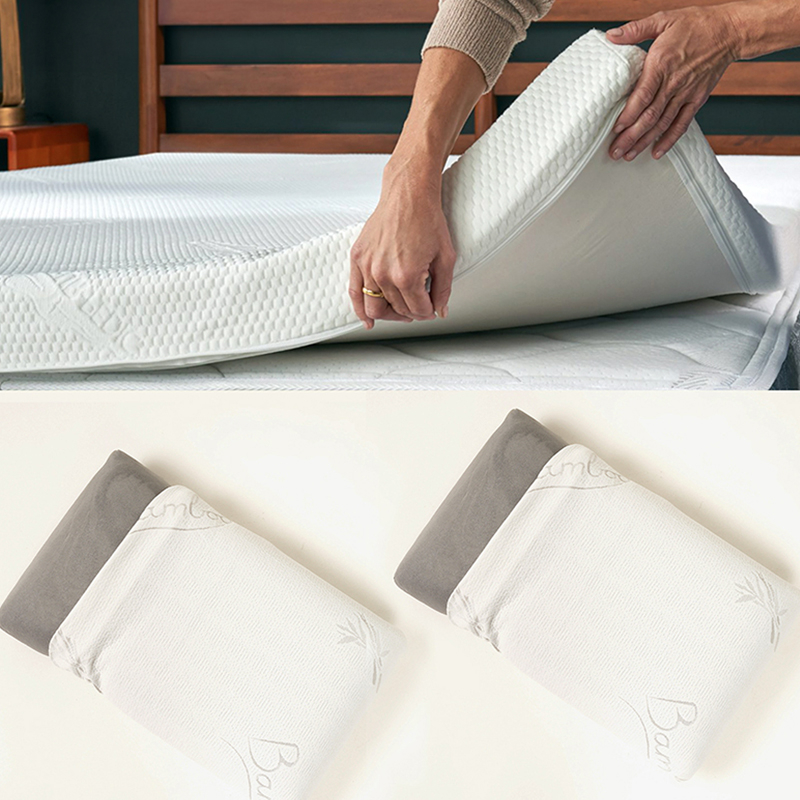 5cm Simulated Latex Foam Topper with 2x Classic Charcoal Pillows