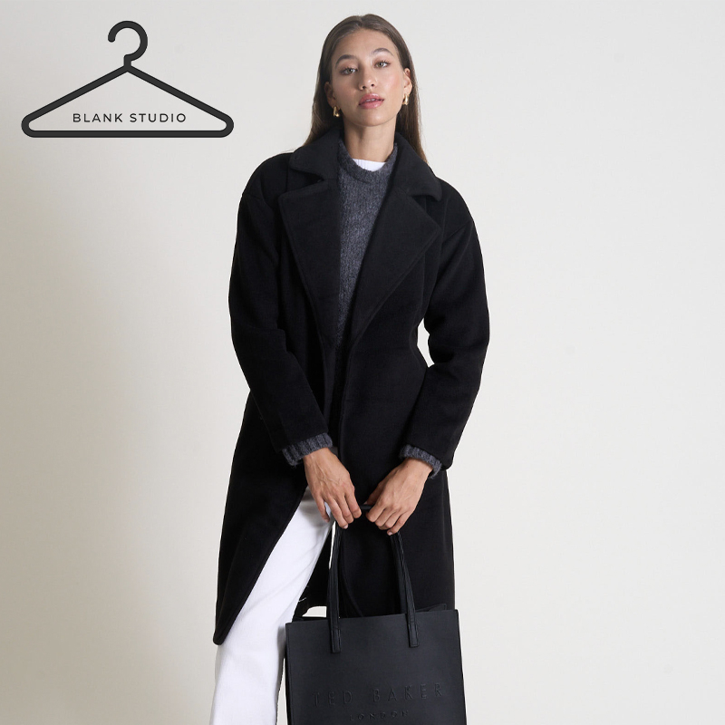 Ladies Longer Length Melton Coat with Belt