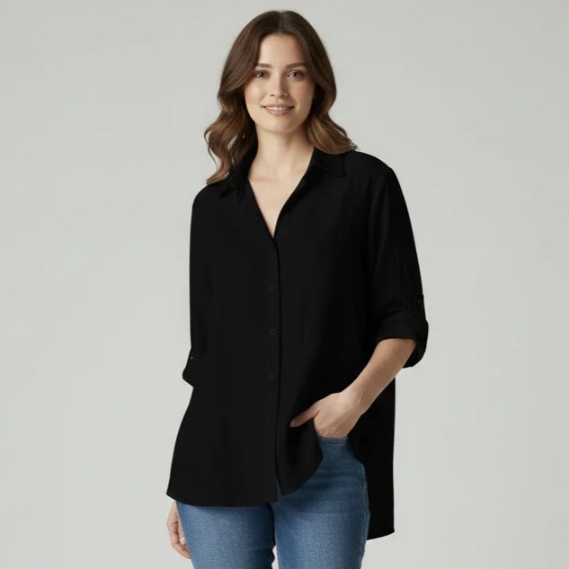 Ladies Cotton Button-Up Collar Shirt
