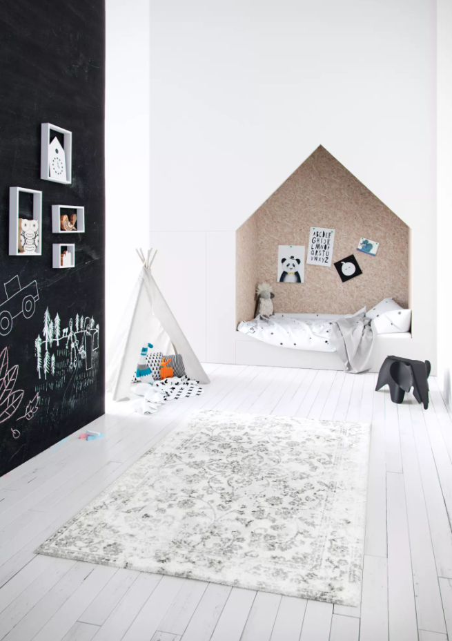 Aged White & Silver Floral Inspired