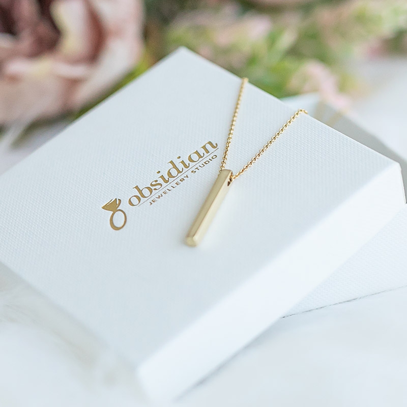 Carat Engraved Gold Bar Pendant