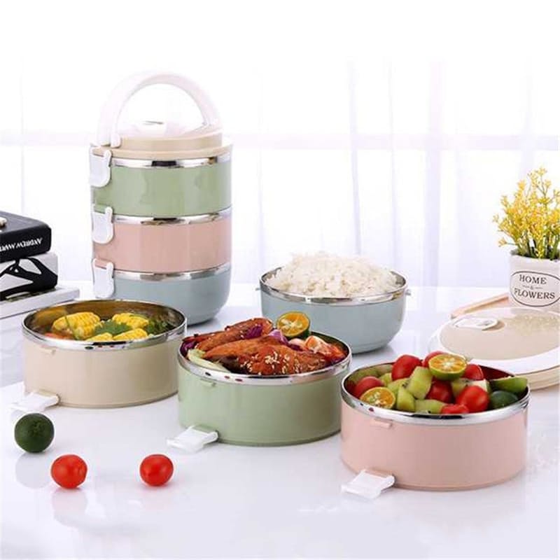 Triple Layer Portable Stainless Steel Thermal Insulated Lunch Box