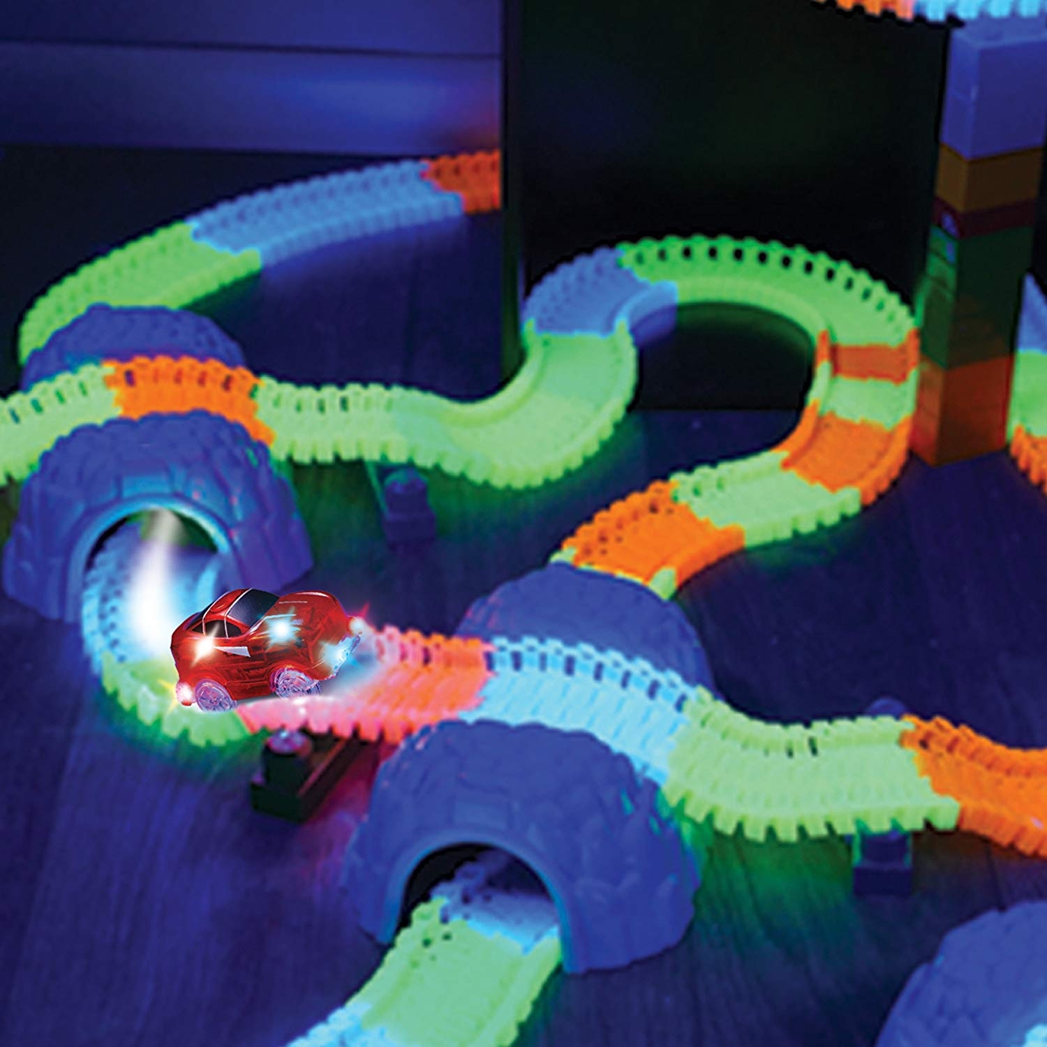 boredom busters glow in the dark race track