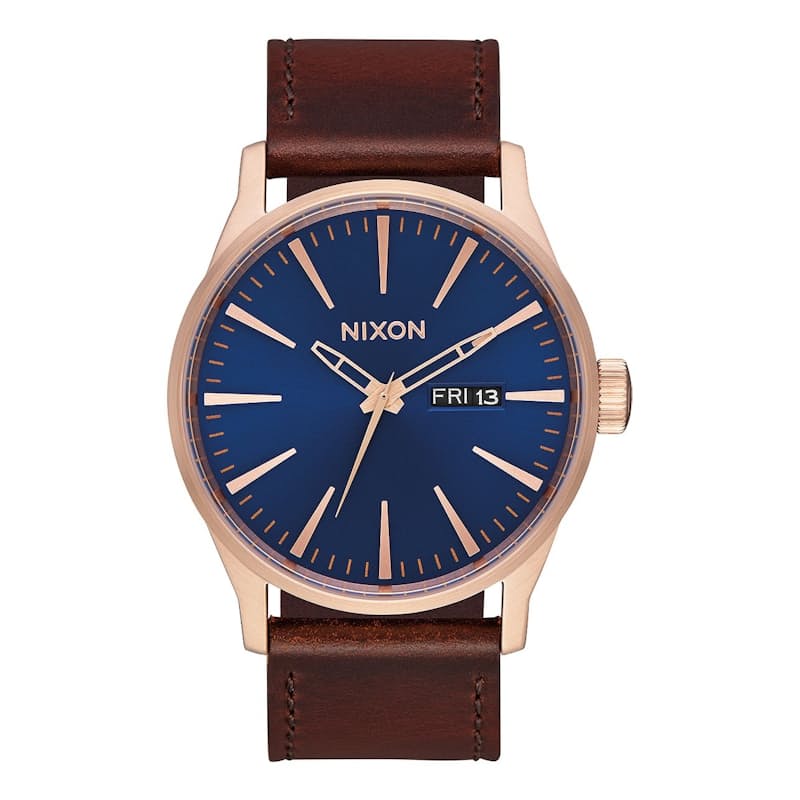 Leather Rose Gold Navy Brown