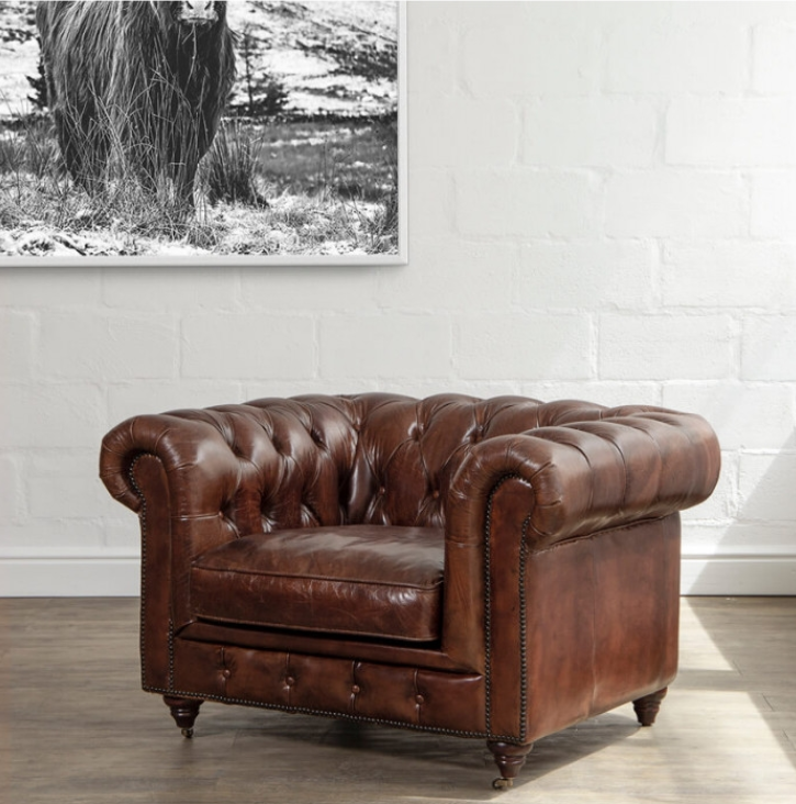 R1,600 off on FullGrain Leather Chesterfield Armchair OneDayOnly